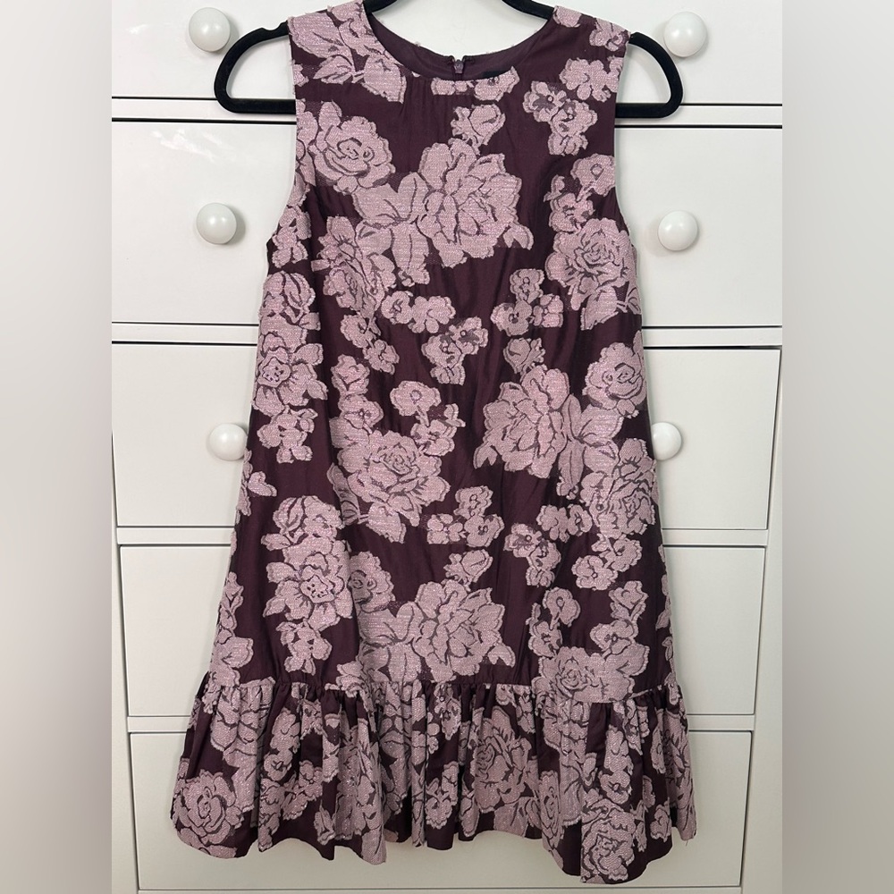 Burgundy Cynthia Rowley x Anthropologie Dress with Iridescent Flowers